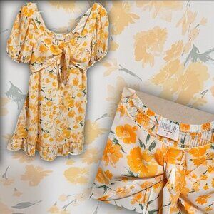 Sienna Sky Dress | Floral | Maxi | Size: Small | Orange & White Summer L…